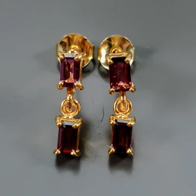 Pendientes de rodolita natural hechos a mano de plata de ley 925/E129795 Foto 1 de 4