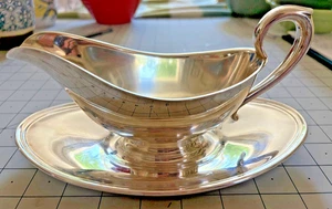 Clásico bote de salsa Gorham de colección con placa adjunta plateado elegante YC430 - Imagen 1 de 5