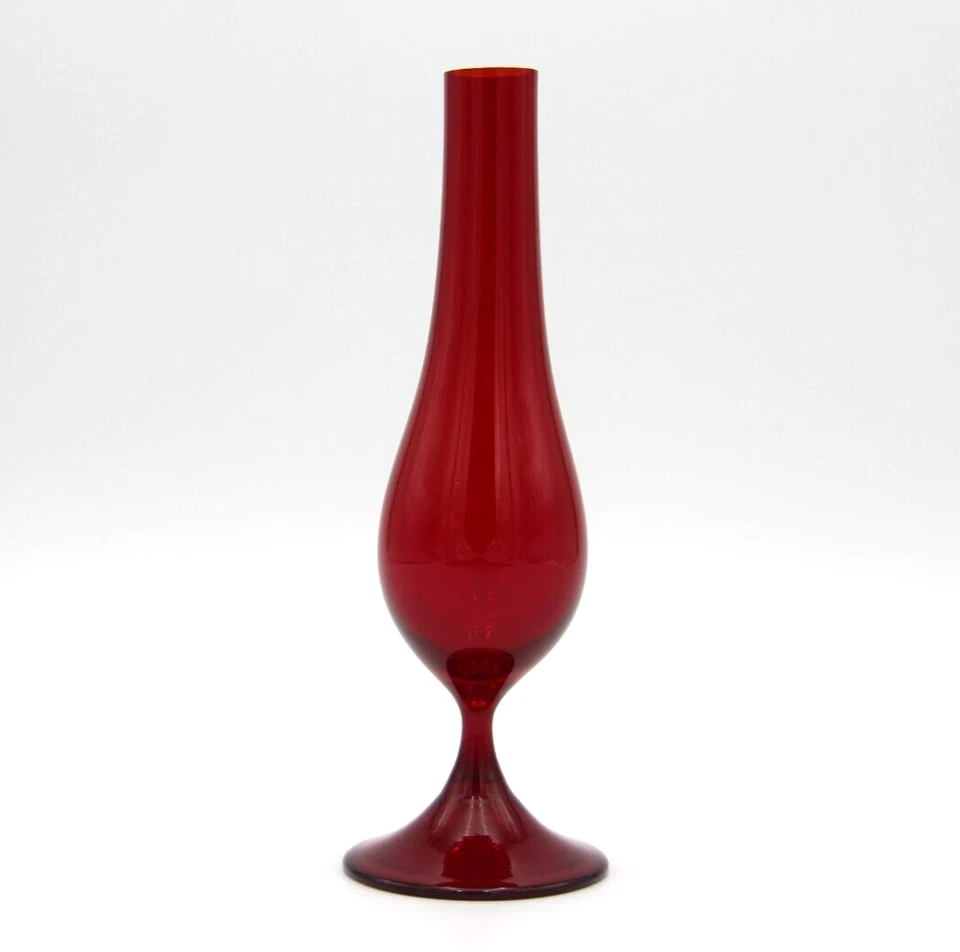 1964+ WHITEFRIARS Ruby Red Glass 7 1/2" Bud Vase 9606 by Geoffrey Baxter - image 1 of 4