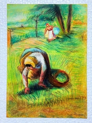 Camille Pissarro (Hecho a Mano) Dibujo en Papel Antiguo Firmado y Precintado. Foto 1 de 2