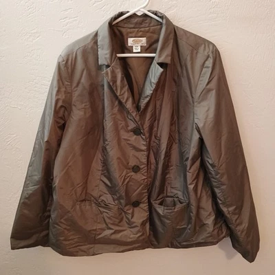 Talbots Women's Size 20W Green  Button Front Nylon Poly Casual Jacket - Image 1 of 3