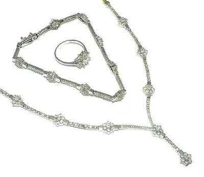 Atemberaubend Damen 14ct Gold Und Klarer Stein Halskette, Armband, Ring+Ohrring - Bild 1 von 4