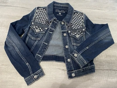Miss Me Jean Jacket Women’s Medium Silver Bling Excellent Condition Y2K - Image 1 of 4