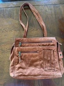 Vintage Genuine Leather Purse Brown Tan Suede Emily Ann Of Boca Raton - Picture 1 of 9