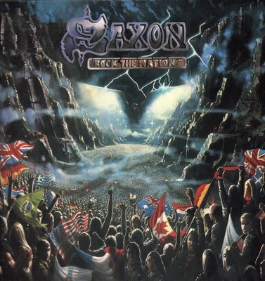 Saxon Rock the Nations LP vinyl UK Emi 1986 with inner and A1/B1 matrix EMC3515 - Image 1 of 4