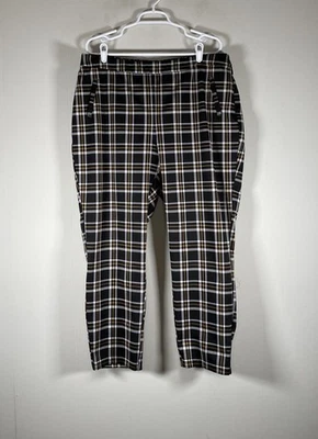 Pantalones de vestir Ashley Stewart para mujer 20 tiro alto multicolor a cuadros cintura elástica Foto 1 de 4