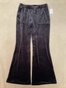 Time And Tru Velour Ribbed Pants Medium Womens 8-10 Black Nwt Warm Cozy - Picture 1 of 6
