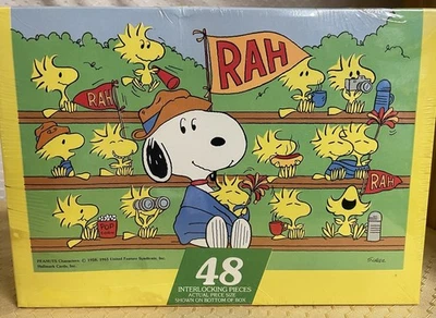 NOS SEALED Peanuts Snoopy  "RAH" Sports Fan Cheer Jigsaw Puzzle 48pc Springbok - Image 1 of 4