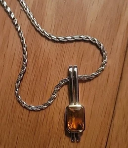 Lorenzo LZP184-CT Damen Sterlingsilber 18K Achteck Citrin Anhänger 9 1/2" - Bild 1 von 4