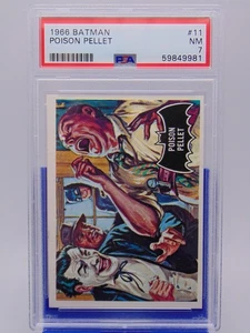 1966 DC Topps Batman Black Bat Graded Card #11 Poison Pellet vs Joker PSA NM 7 - Bild 1 von 3