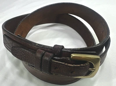 Cabelas 男式 Ranger 棕色皮革双环西部 Rodeo 皮带 C9085 尺寸 44 美国 — 第 1/4 张图片