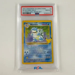 Blastoise Holo PSA 10 - 2021 Pokémon Celebrazioni Collezione Classica #2 GIOCHI PREZIOSI MINT - Foto 1 di 2