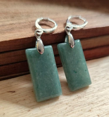 Naturstein Edelstein Aventurin Ohrringe 925 Silber - Bild 1 von 2