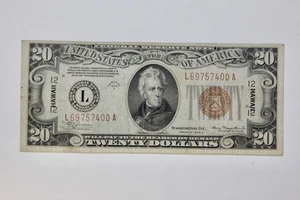 1934A $20.00 Federal Reserve Note Hawaii Brown Seal VF Condition - Picture 1 of 2