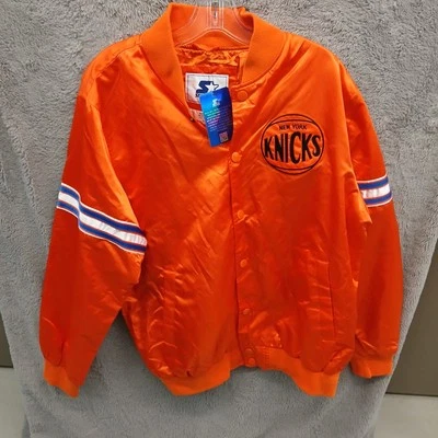 New York Knicks Starter Satin Bomber Jacket Orange NWT Size Large Vintage 2000 - Image 1 of 4