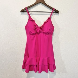 Vestido de Natación Lands’ End Rosa Volantes Control Abdomen Sobrepelliz Una Pieza 10 Barbie - Imagen 1 de 12