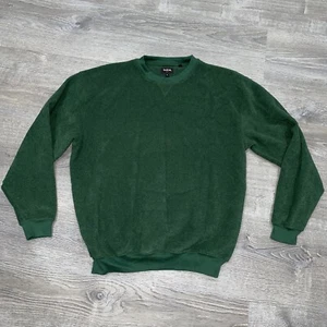 Bolle Christmas Green Sweater Golf Sweatshirt Fuzzy Fleece Crew Neck Pullover S - Picture 1 of 7