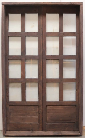 Rustic reclaimed lumber square top double door solid wood castle winery glass Cover