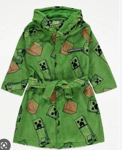 Brand New Green Minecraft Creeper Print Dressing Gown Fleece Cozy For Kids Boys - Picture 1 of 1