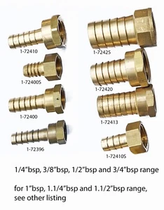 Brass female hosetails - choose thread and hose size. 1/4" to 3/4" bsp range - Picture 1 of 1