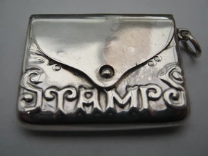 English Hallmarked Sterling Silver Envelope Stamp Case Box Holder Embossed STAMP - Picture 1 of 6