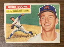 HERB SCORE 1956 TOPPS ROOKIE BASEBALL CARD # 140 CLEVELAND INDIANS