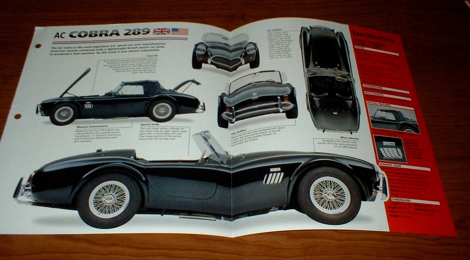 Cartel Shelby AC Cobra 289 1963 original Imp folleto especificaciones información 63 64 65 Foto 1 de 1