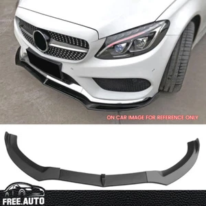 Front Bumper Lip Fits 15-18 Benz W205 C-Class DP Style Spoiler PP - Matte Black - Picture 1 of 5