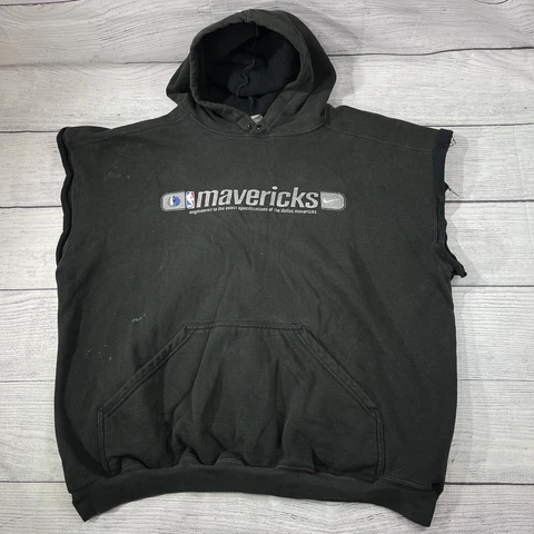 Dallas Mavericks Nike Engineered Black Cut Off sleeveless Hooded Sweatshirt 2XL Cover