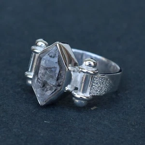 Unikat Handarbeit Ring 925 Sterling Silber Diamant Kristallring Geschenkring - H051 - Bild 1 von 4