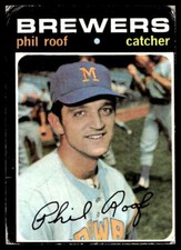 1971 Topps #22 Phil Roof  Milwaukee Brewers Low Grade Crease