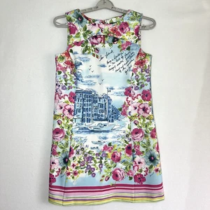 Gabby Skye Floral Print Sheath Dress 12 Venice Flowers Stripes Sleeveless - Picture 1 of 6