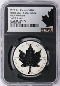 2023 20 $ Canada Maple Leaf Super Incuse Black Rhodium NGC PR70 280 - Bild 1 von 2