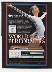 Sanyo VCR 4000 1982 Print Ad 8" x 11" Olympic Gymnast - Picture 1 of 1