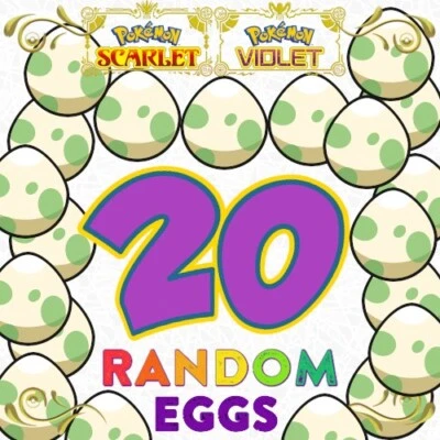 MARKENLOS 20 glänzende zufällige Pokemon-Eier 6IV Ihr Trainer OT geschlüpftes Ei scharlachrot violett SV