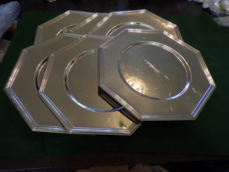 WMF Satz große schwere Platzteller achteckig für 6 Personen in Cromargan TOP! - Bild 1 von 4