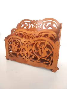 Gorgeous art design vintage Wood cut Letter desk holder jig saw organizer shop - Picture 1 of 8