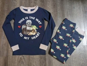 Hanna Andersson Boys Size 130 US 8 Pajama Set Star Wars Mandalorian Hearts - Picture 1 of 3