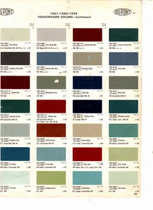1958 1959 1960 1961 1962 1963 1964 1965-1969 VOLKSWAGEN PAINT CHIPS 596162DUPONT - Bild 1 von 4
