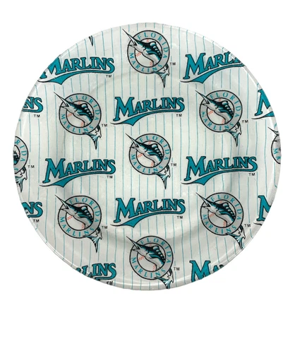 Florida Marlins Baseball Serving Plate MLB Glass 10 inches Cover
