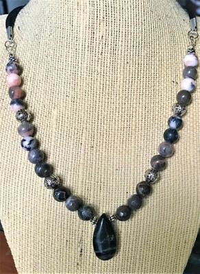 Collar Colgante Piedras Preciosas Naturales Cebra Jaspe Chakra Fengshui EE. UU. Foto 1 de 2