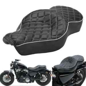 Driver Rider Passenger Two-up Seat For Harley Sportster Iron XL 883 1200 Custom - Foto 1 di 15
