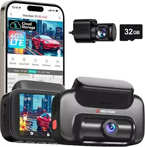 REDTIGER VS10 4G LTE Dash Cam 2.5K Front & Rear Remote Live Stream,Cloud Storage - Picture 1 of 8