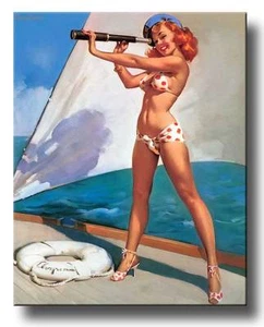 RETRO PINUP GIRL-EXTRA LARGE CANVAS PRINT A1 Vintage Gil Elvgren Splendid View - Picture 1 of 1