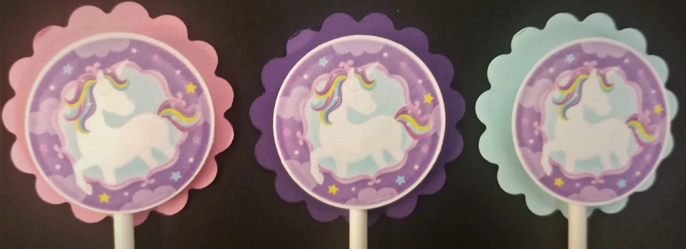 Juego de 24 adornos para cupcakes unicornio Foto 1 de 1