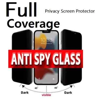 Full Privacy Tempered Glass Screen Protector For iPhone 16 15 14 13 Pro Max 12 - Image 1 of 4
