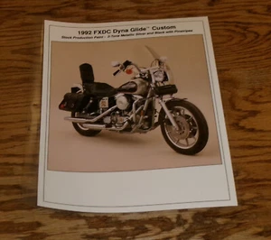 Harley Davidson 1992 FXDC Dyna Glide hoja de ventas personalizada folleto 92 - Imagen 1 de 2