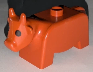Lego DUPLO Adult Cow Bull Farm Animal Minifig Minifigure Figure Rust Black Eyes - Picture 1 of 7