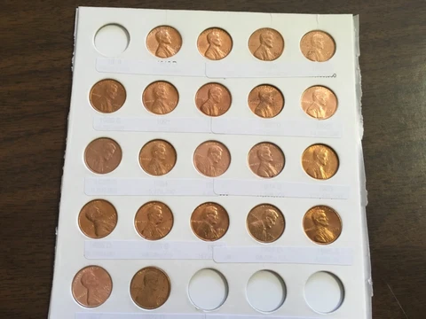 1968 - 1974 BU Lincoln Memorial Cents(Pennies) PDS Mounted on Storage Board Cover