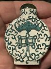 Vintage Chinese Asian Flowers Porcelain Perfume Snuff Bottle & Dauber(A2)